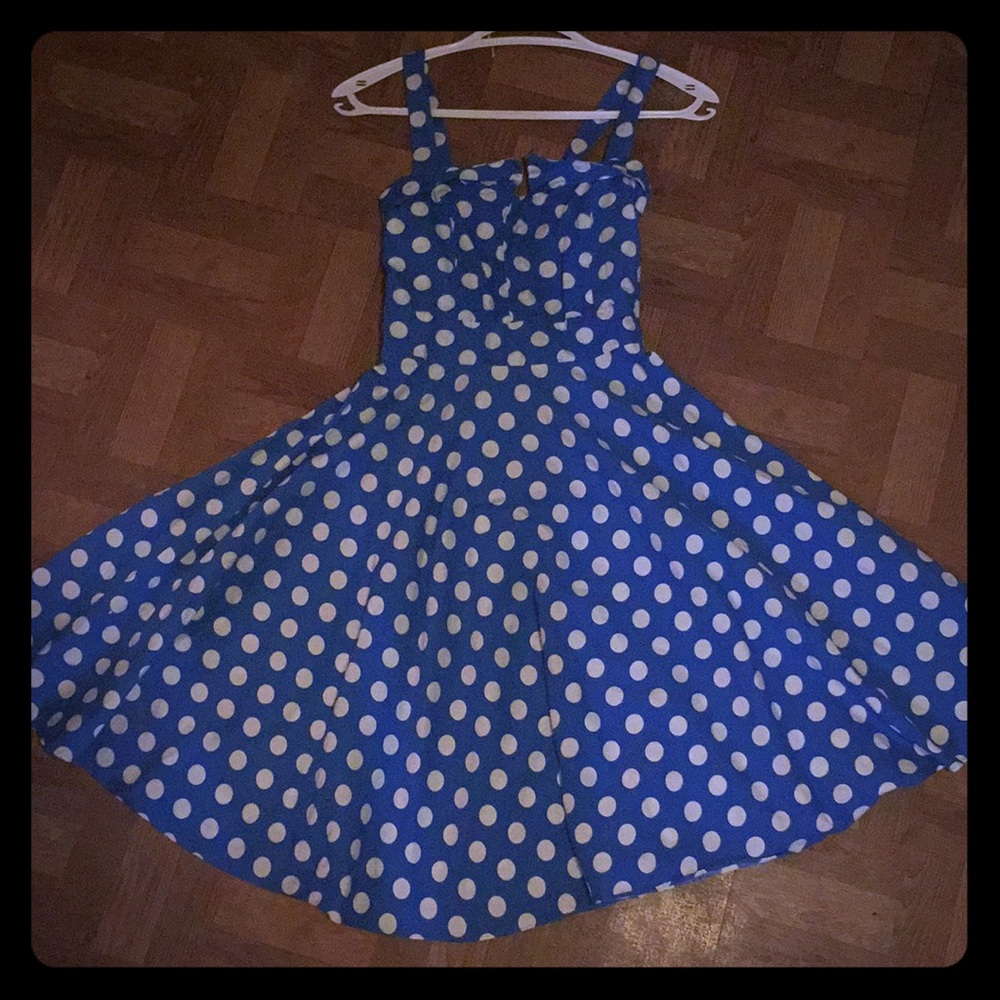 Blue Polka Dot Summer Dress